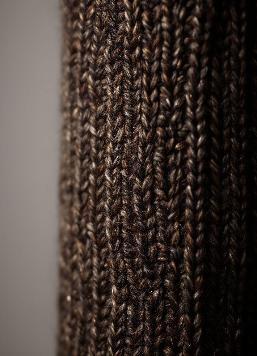 Portrait of a knitted fabric sample photographed with soft side lighting to reveal loop depth and yarn sheen